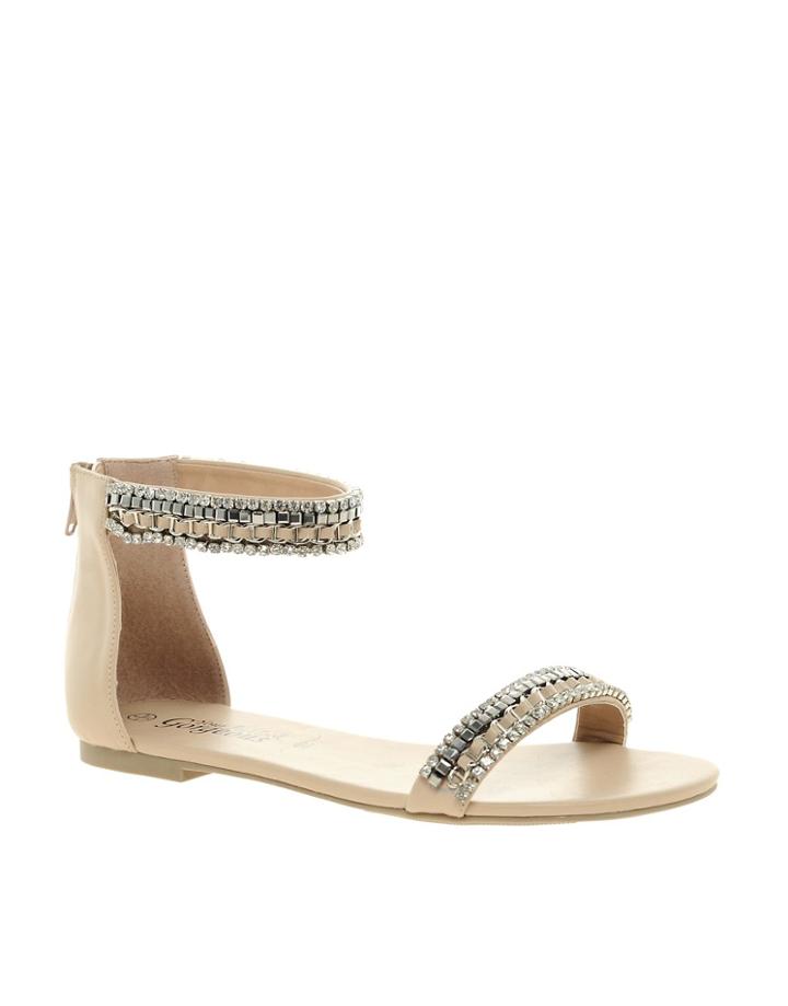 New Look Glisten Diamante Sandals - Beige