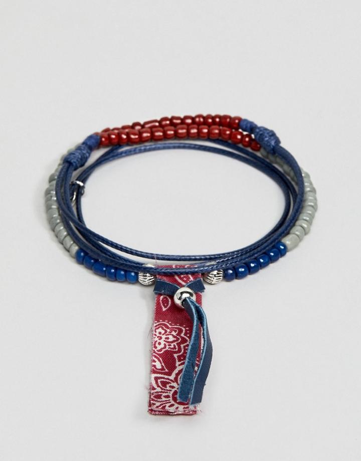 Classics 77 Red Fabric Bracelet With Paisley Print - Red
