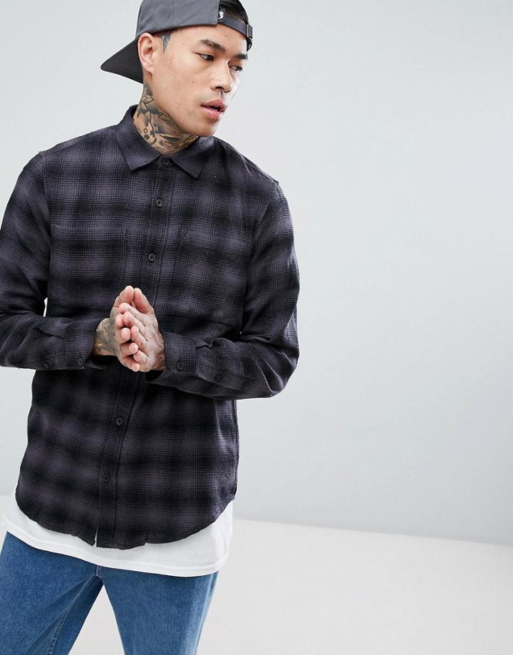 Pull & Bear Regular Fit Shirt In Black Check - Black