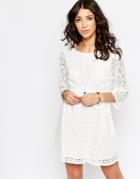 Motel Confetti Bohemien Dress In Lace - Off White