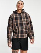 Asos Design Oversized Navy Check Jacket With Hood