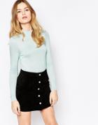 Vero Moda High Neck Long Sleeve Top - Blue