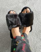 Asos Design Mule Slippers In Black Faux Fur