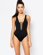 Pour Moi Plunge Loop Swimsuit - Black