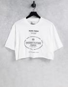 Topshop Paris 75004 Crop T-shirt In White