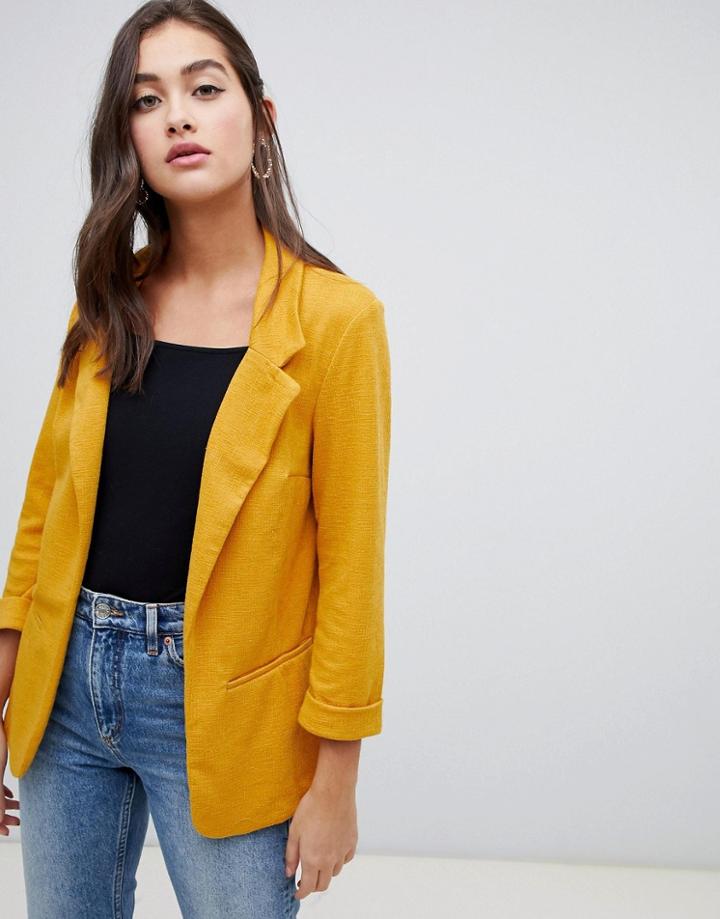 New Look Textured Blazer In Yellow - Yellow