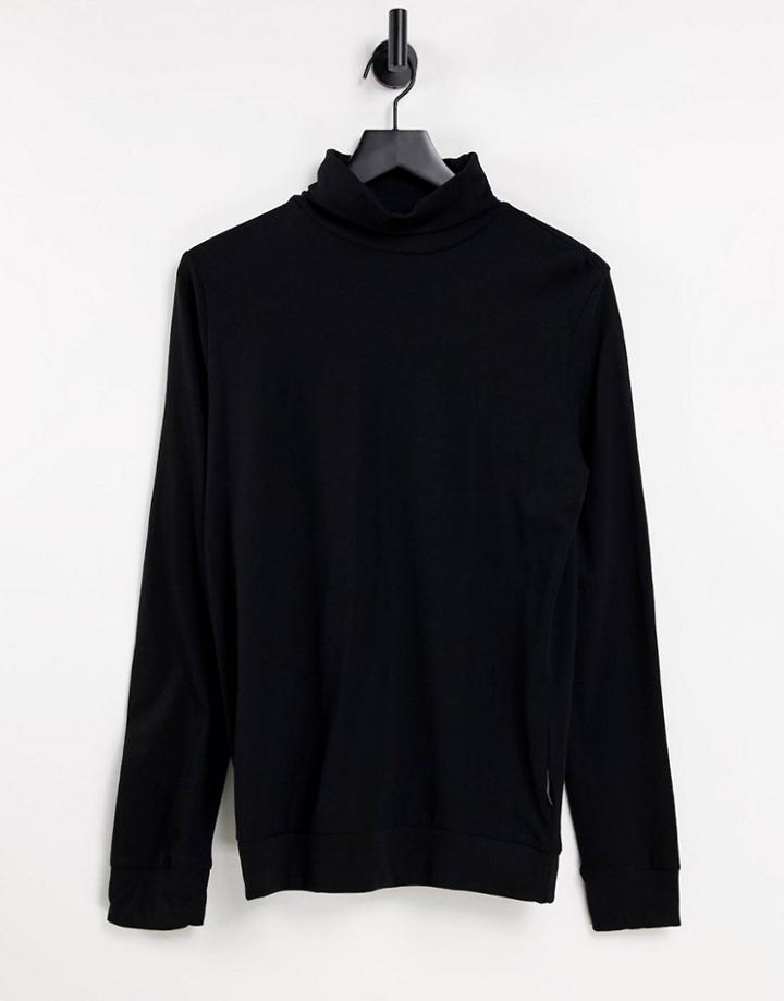 French Connection Roll Neck Long Sleeve Top In Black