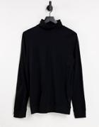 French Connection Roll Neck Long Sleeve Top In Black