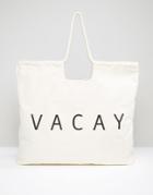 Monki Vacay Beach Bag With Rope Handle - Cream