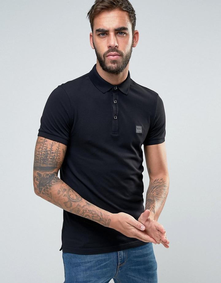 Boss Orange By Hugo Boss Slim Fit Polo Shirt In Black - Black