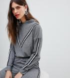 River Island Hoodie With Taping In Gray - Black