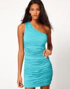 Asos One Shoulder Dress With Ruched Body - Green