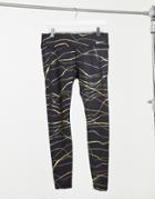 Nike Running Fast Tight Leggings In Black And Gold