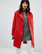 Asos Design Brushed Coat - Red