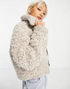 Weekday Roger Organic Cotton Faux Fur Collared Jacket In Beige-neutral