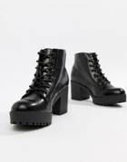 New Look Lace Up Chunky Heeled Boot - Black