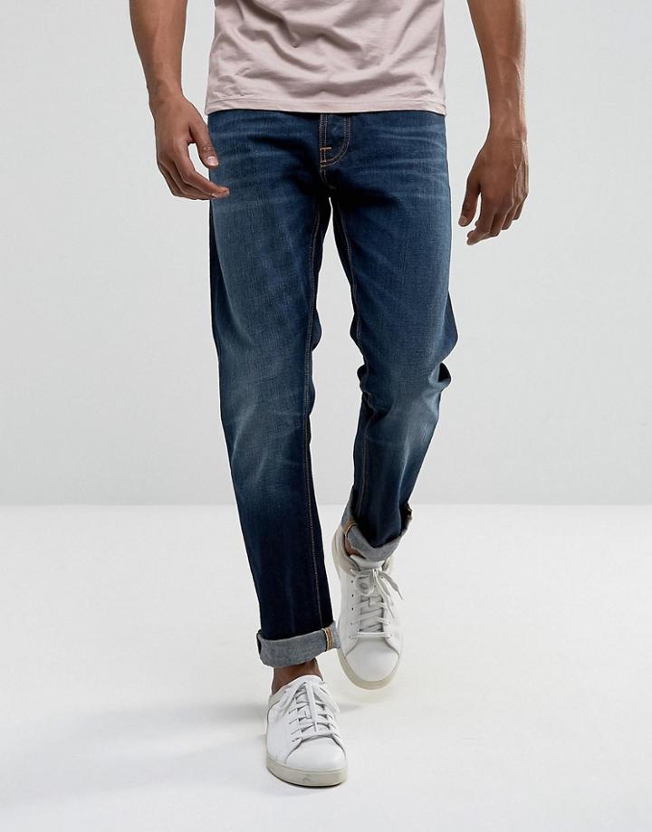 Nudie Jeans Co Fearless Freddie Loose Taper Fit Jean Indigo Shadow Wash - Navy