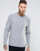 Asos Cable Sweater In Light Gray - Gray