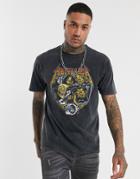 Pull & Bear Metallica T-shirt In Washed Black