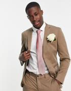 Selected Homme Suit Jacket In Slim Fit Tan-brown
