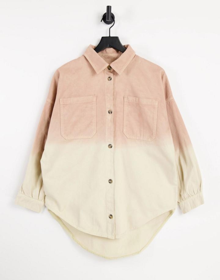 Bolongaro Trevor Oversized Boyfriend Ombre Denim Shirt In Peach-pink