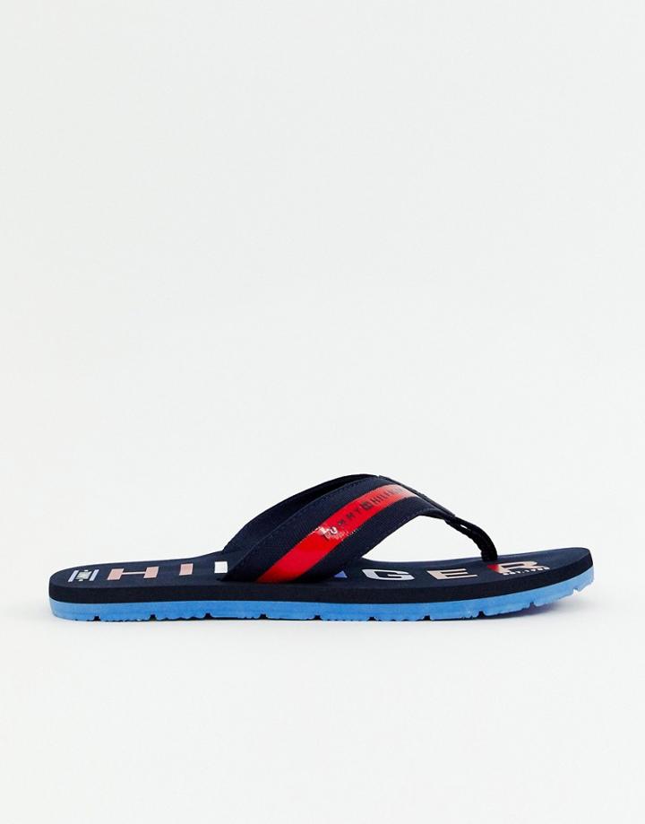 Tommy Hilfiger Bold Logo Beach Webbing Flip Flop In Navy - Navy