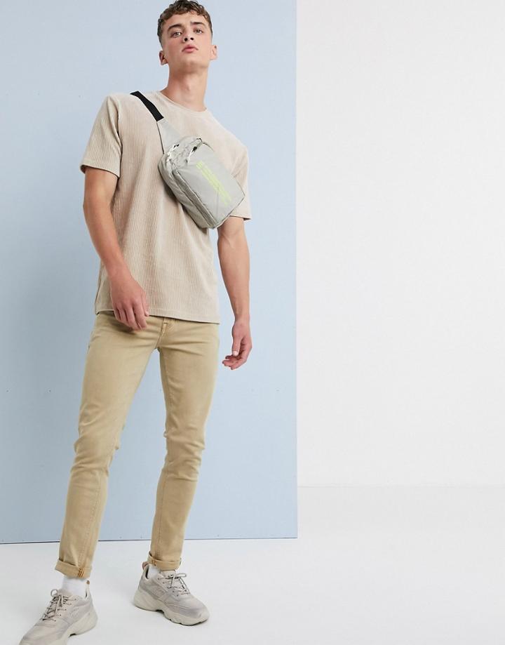 Asos Design Skinny Jeans In Sand-stone