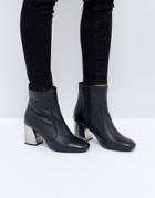 Asos Regret Leather Ankle Boot - Black