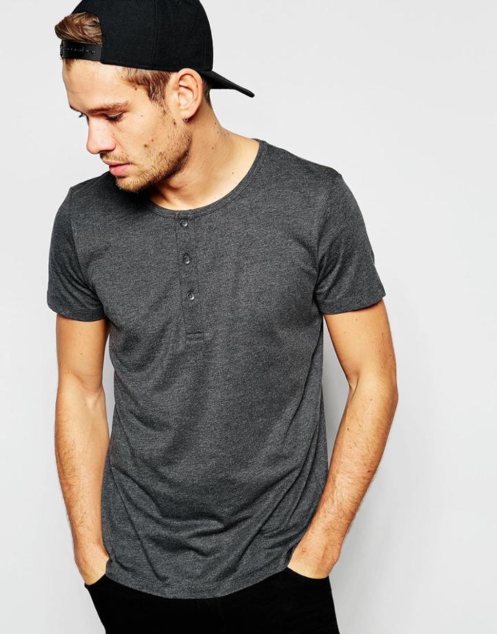 Esprit Henley T-shirt - Graphite