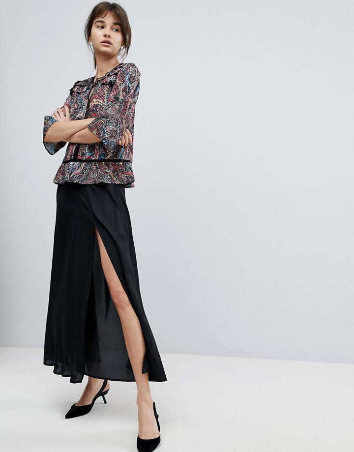D.ra Polina Maxi Slit Side Skirt - Black