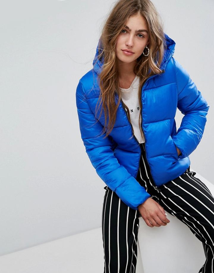 Bershka Mid Weight Padded Jacket - Blue