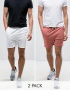 Asos Jersey Shorts 2 Pack White/ Pink Save - Multi