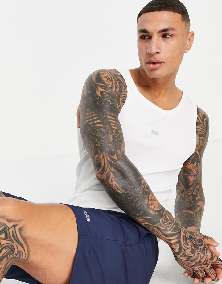 Asos 4505 Ribbed Training Tank In Muscle Fit-white