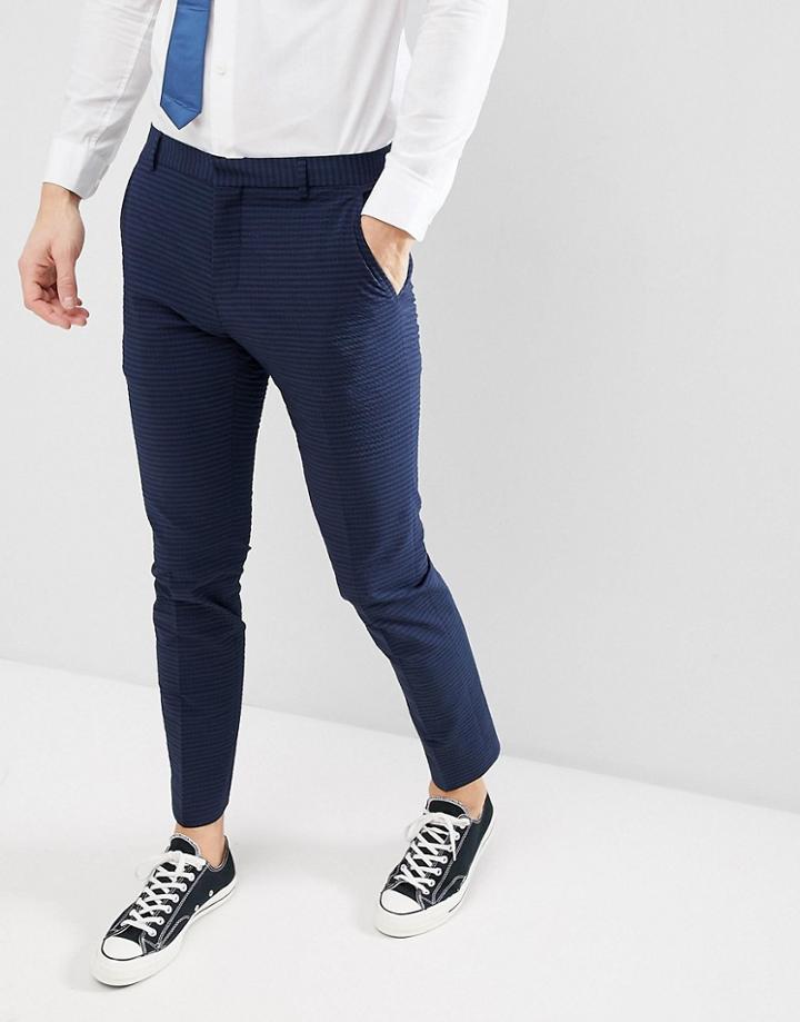 Selected Homme Seersucker Slim Suit Pants - Navy
