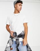 Selected Homme Cotton Slim Fit Crew Neck T-shirt In White - White