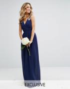 Tfnc Wedding Wrap Front Maxi Dress With Embellishment - Navy