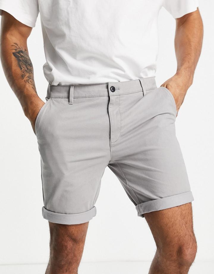 Topman Skinny Chino Short In Light Gray