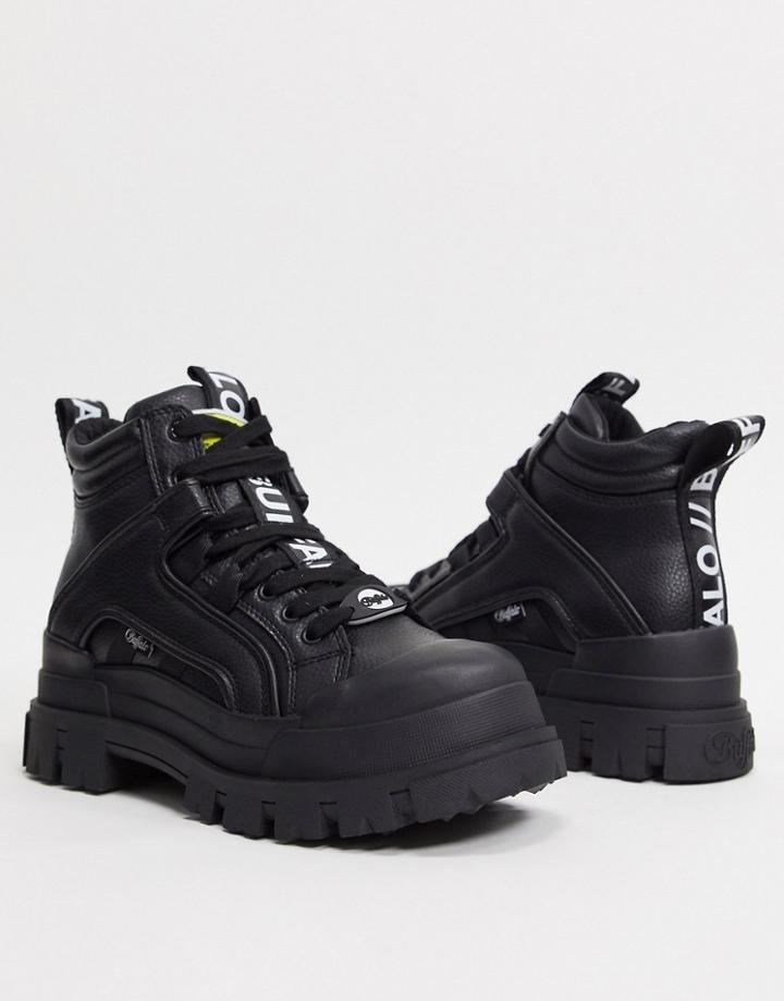 Buffalo Aspha Flat Ankle Boots In Black