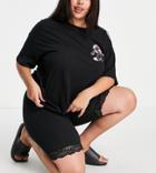 Brave Soul Plus Barbie Lace Trim Legging Shorts-black