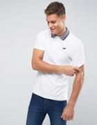 Hollister Oxford Pique Polo Slim Fit Contrast Tipped Collar In White - White