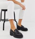 Monki Croc Print Faux Leather Loafers In Black - Black