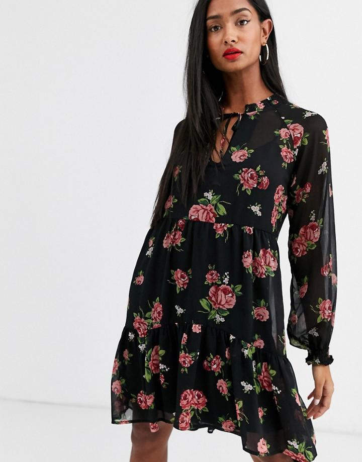 Stradivarius Floral Dress With Ruffle-multi