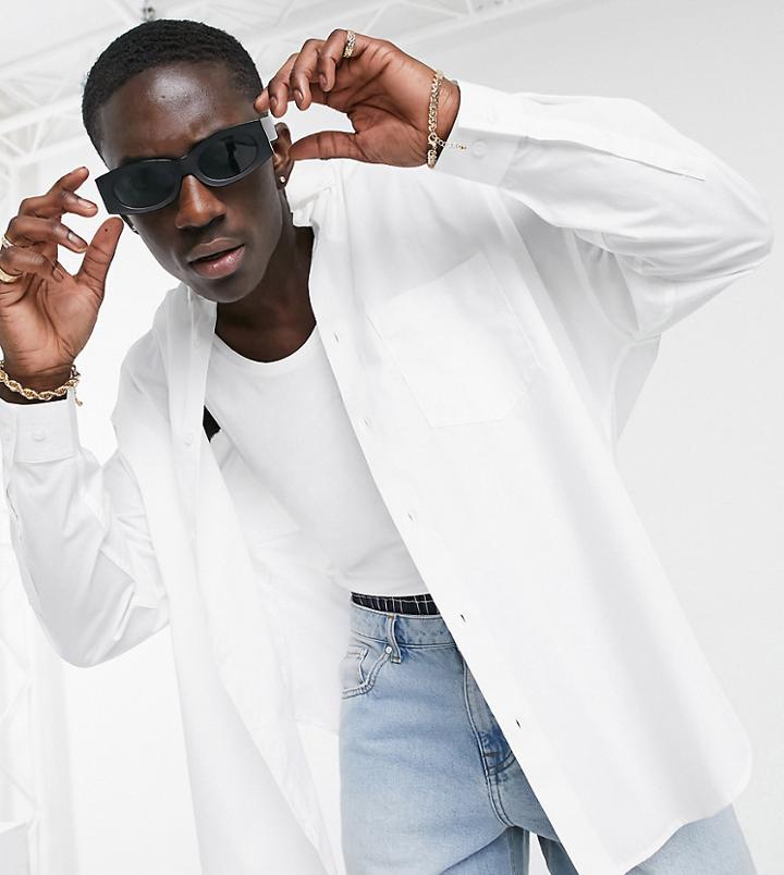 Asos Design Extreme Oversized Dad Shirt In White