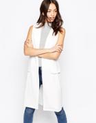 New Look Bonded Sleeveless Jacket - White