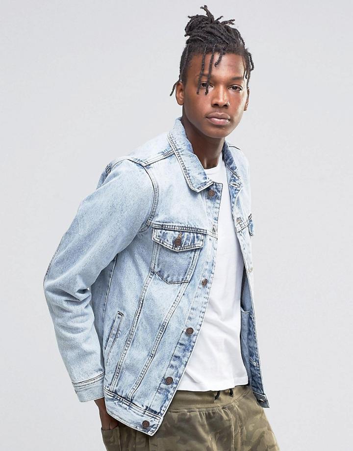 Pull & Bear Denim Jacket In Light Wash Blue - Light Blue