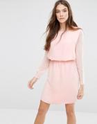 Lavand Classic Long Sleeve Waisted Dress - Pink