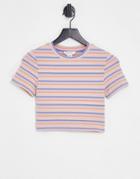 Urban Revivo Ribbed T-shirt In Stripe Print-multi