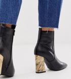 Z Code Z Exclusive Chloe Black Marble Heeled Ankle Boots - Black