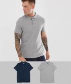 Asos Design 2 Pack Pique Polo Save-multi