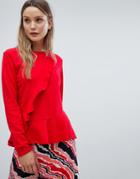 In Wear Parisa Frill Front Sweater - Red
